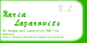 maria lazarovits business card